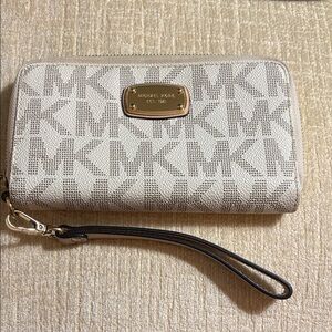 Michael Kors Monogram Beige Wristlet